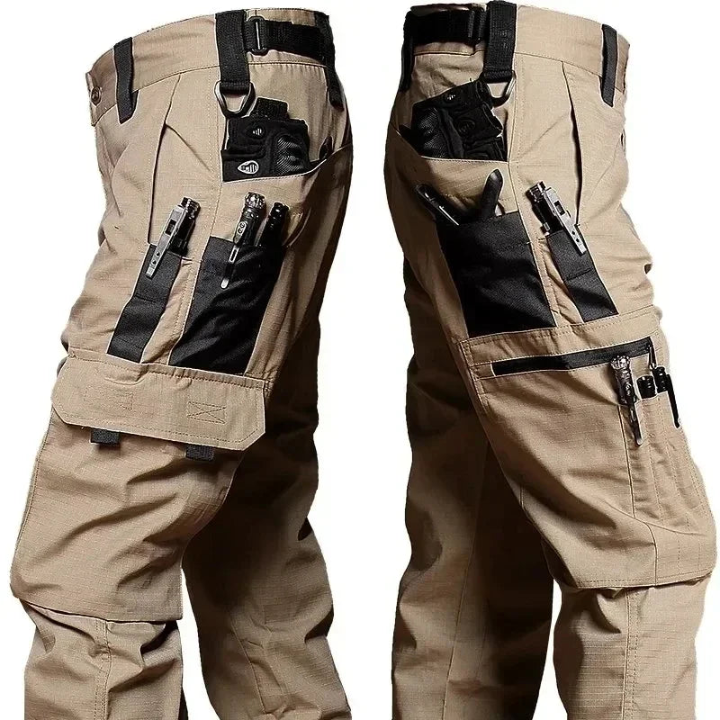 Tactical Work Pants Men – Outdoor Cargo Trousers, Multi-Pocket, Waterproof, Ideal for Autumn and Spring, Hiking and Workwear