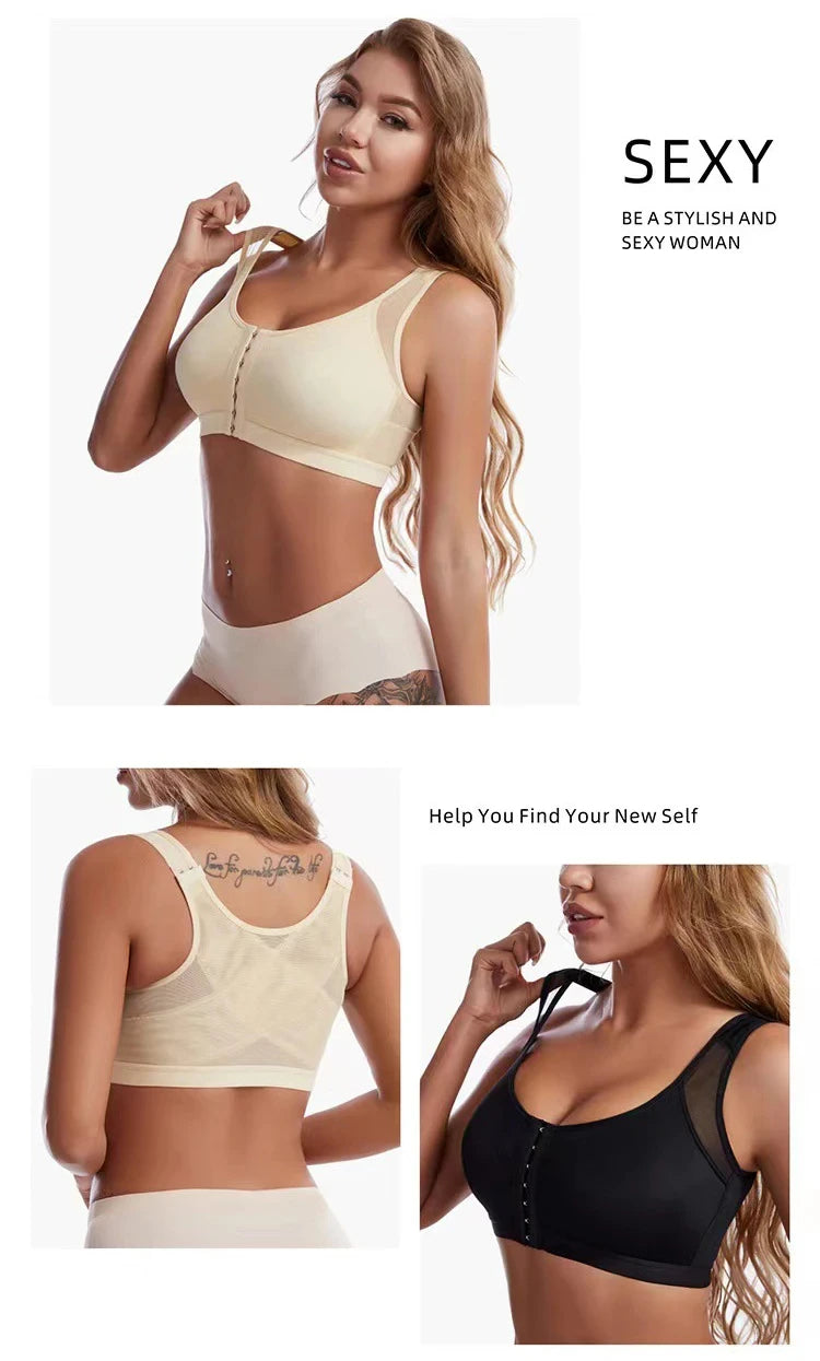 Vest Bras Front Closure – Posture Corrector, Lift-Up, Push-Up, Cross Back, Shockproof Sports Support