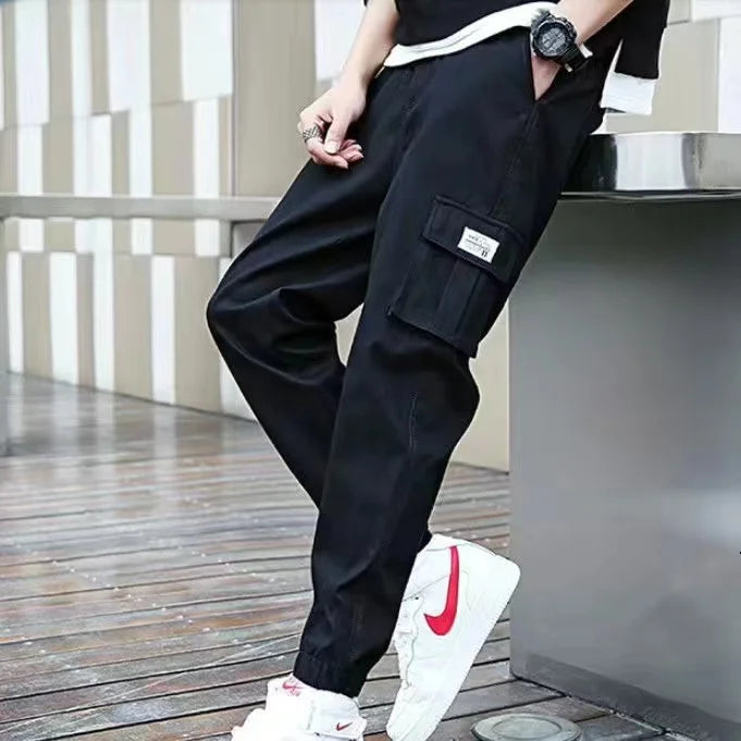 Classic Design Multi Flap Pockets Cargo Pants – Men's Loose Fit, Drawstring Harem, Oversized Jogger Pants for Men and Women