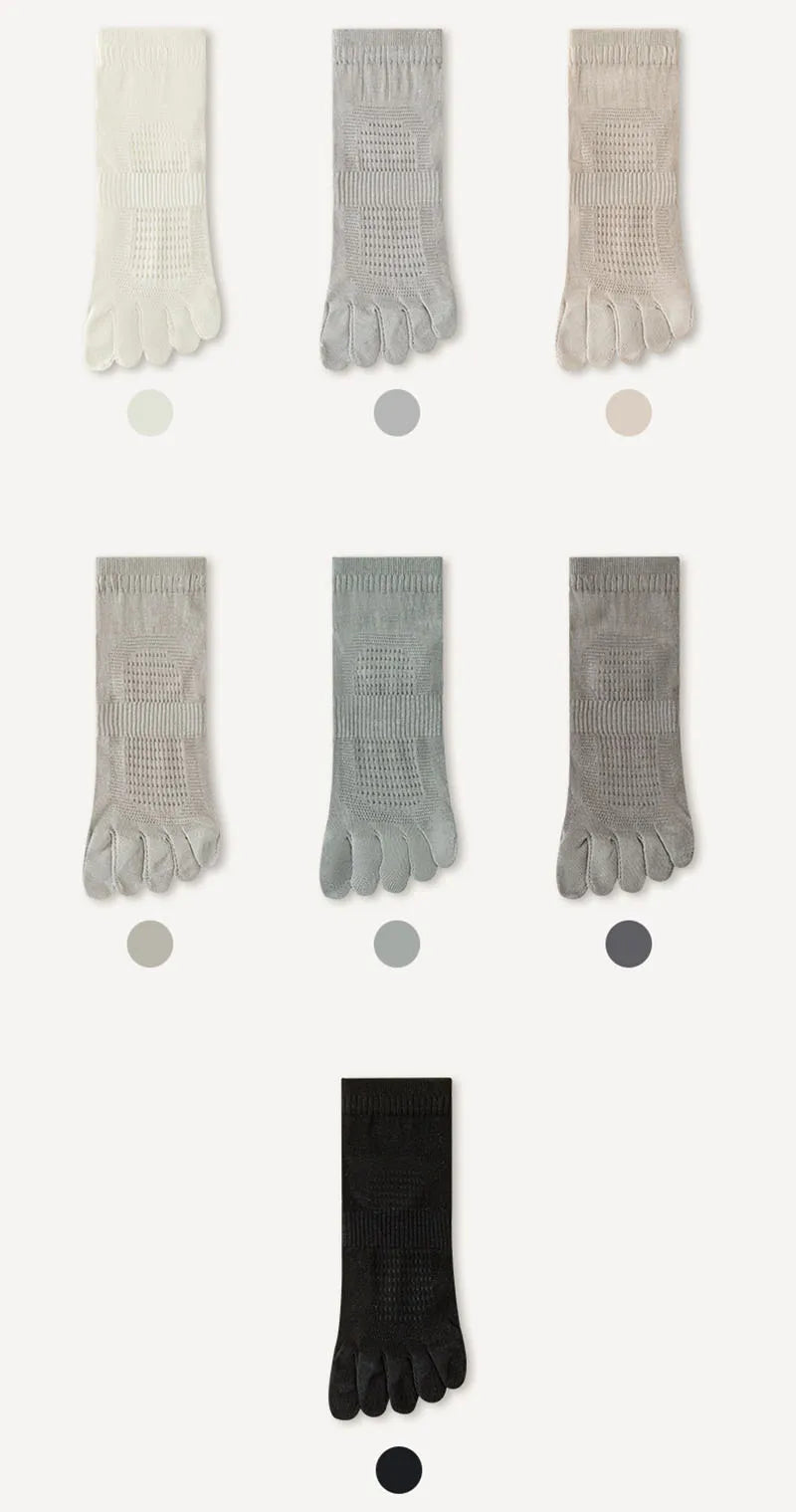 Men's Ultra-Thin Breathable Mesh Socks – Sports Five Finger, Ankle, Sweat-Absorbing, Split Toe, Summer Short Socks