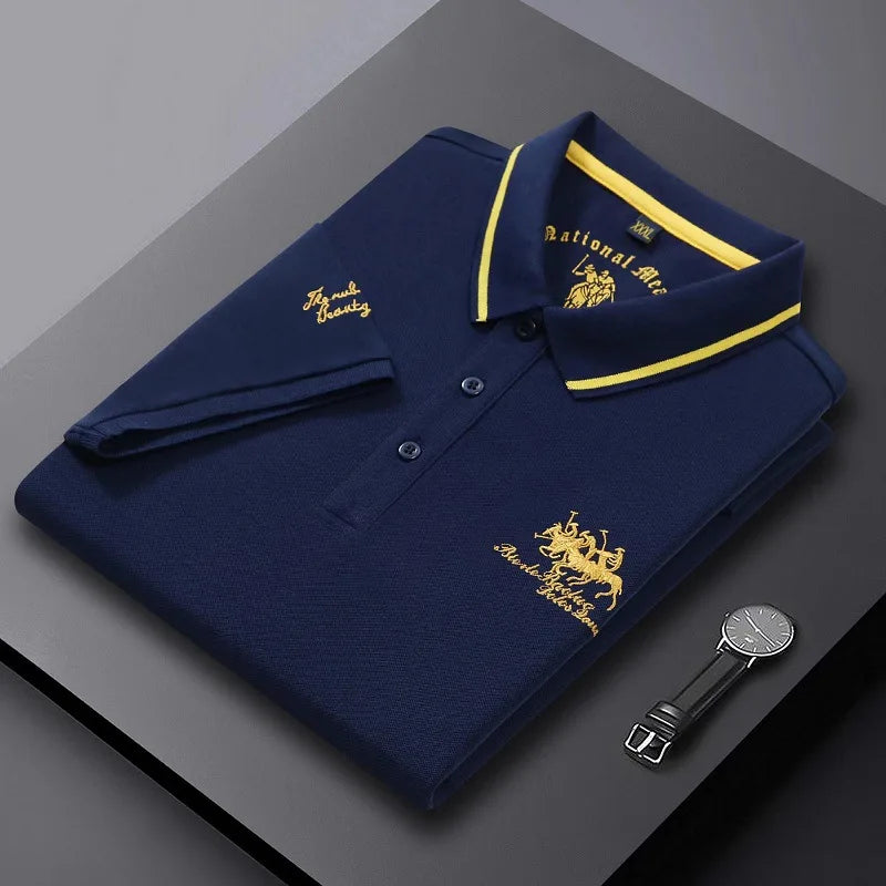 Men's Embroidered Polo Shirts – Short Sleeve Luxury Top With Lapel, Casual And Breathable, Lightweight T-Shirt For Men