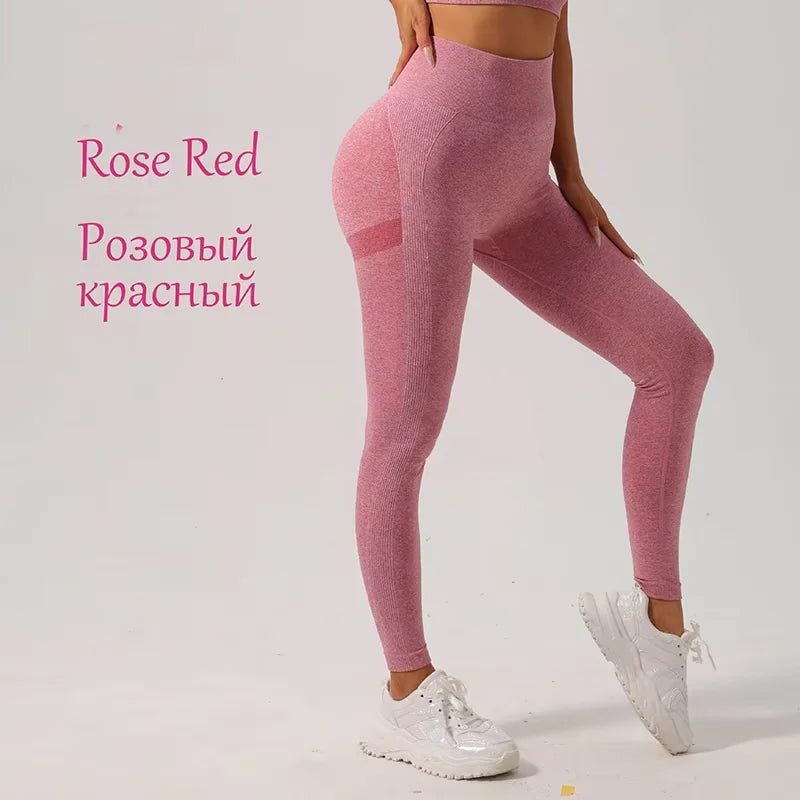 Seamless Leggings Fitness – High Waist, Elastic, Solid Color, Yoga Pants, Gym, Jogging, Tummy Control, Running Tights