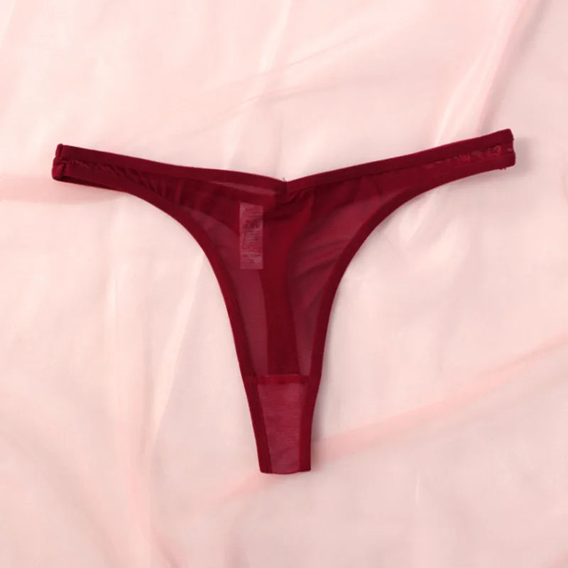 Seamless Tiny Thong Panties – Sexy Translucent Mesh, Soft T-Back, Tangas Lingerie for Women