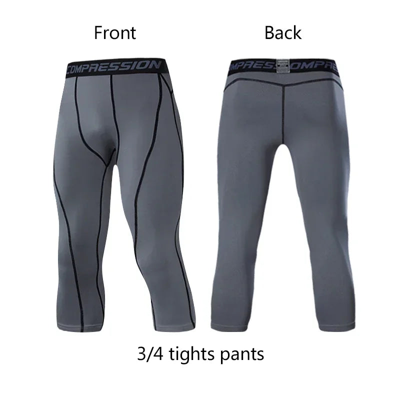 Men's Lycra Compression Pants – Cycling, Running, Basketball, Soccer, Elastic Sweatpants, Fitness Tights, Legging Trousers, Rash Guard