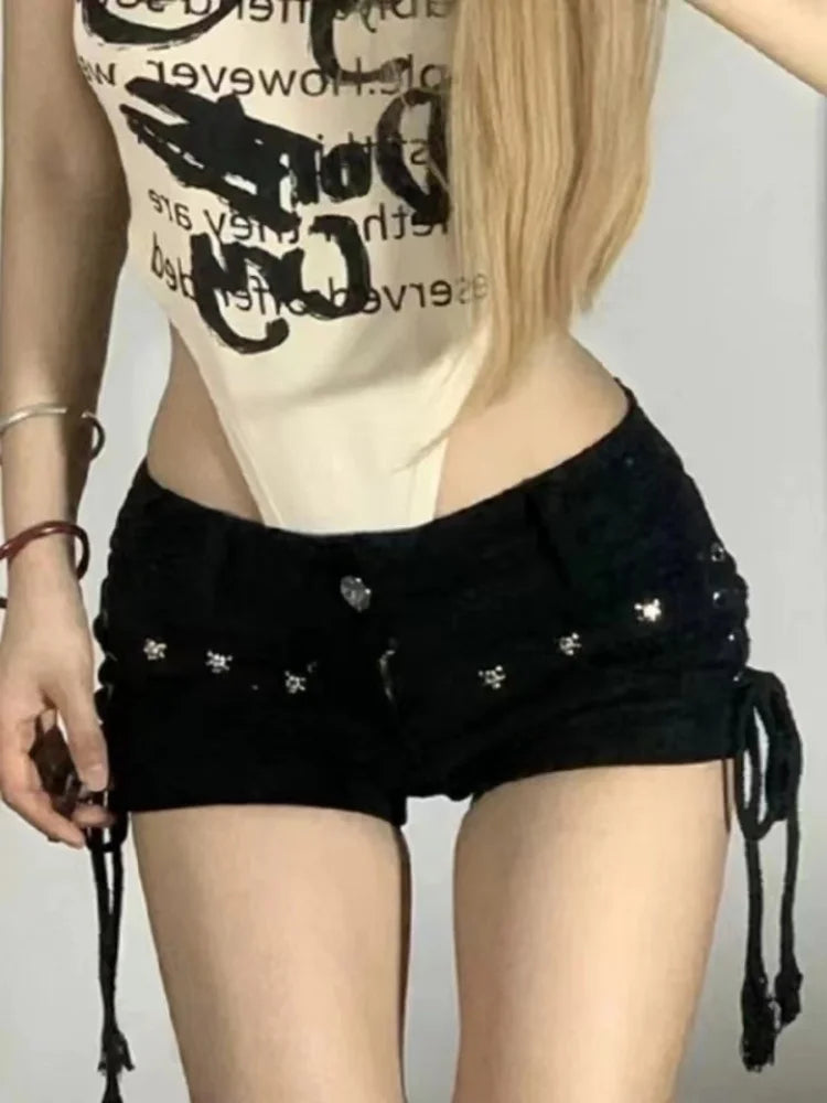 Women's Skinny Lace-Up Shorts – Creative, Popular Streetwear, Daily Wear, Holiday Fashion, Sexy American Retro Style