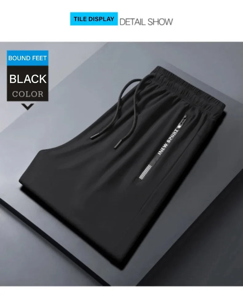 Ice Silk Pants for Men – Summer Thin Style, Sports Quick-Dry, Straight Leg, Draping Wide Leg Casual Long Pants