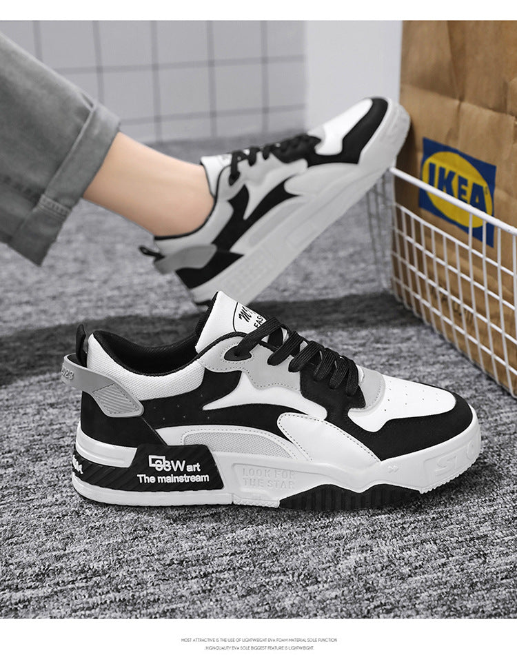 Men's Sneakers – Comfortable Platform, Lace-up Vulcanized Shoes, White Casual Sneakers