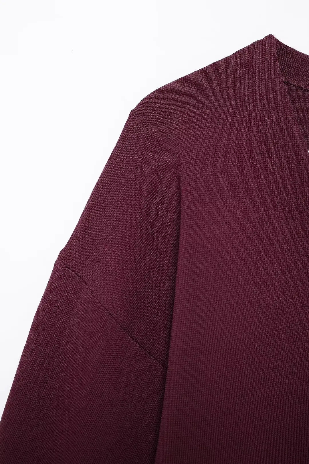 Elegant Knitted Cardigan – Burgundy Red, V-Neck, Slim Fit, Long Sleeve, Autumn Office Chic Outerwear