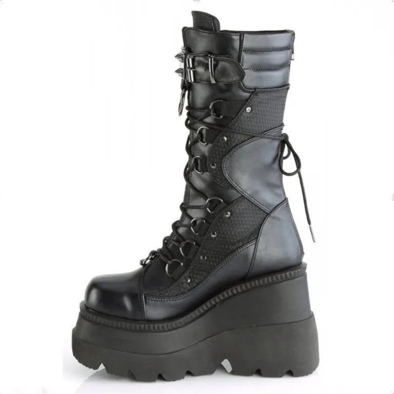 Brand Design Ladies High Platform Boots – Big Size, Rivet Goth High Heels, Cosplay Wedges, Punk Gothic Shoes for Women