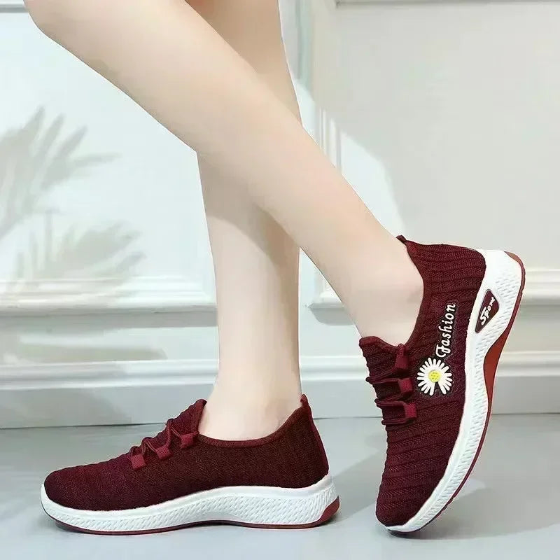 Fashionable Women's Sports Shoes – Thick, Breathable Mesh, Soft-Soled, Lightweight Casual, Trendy Coconut Shoes