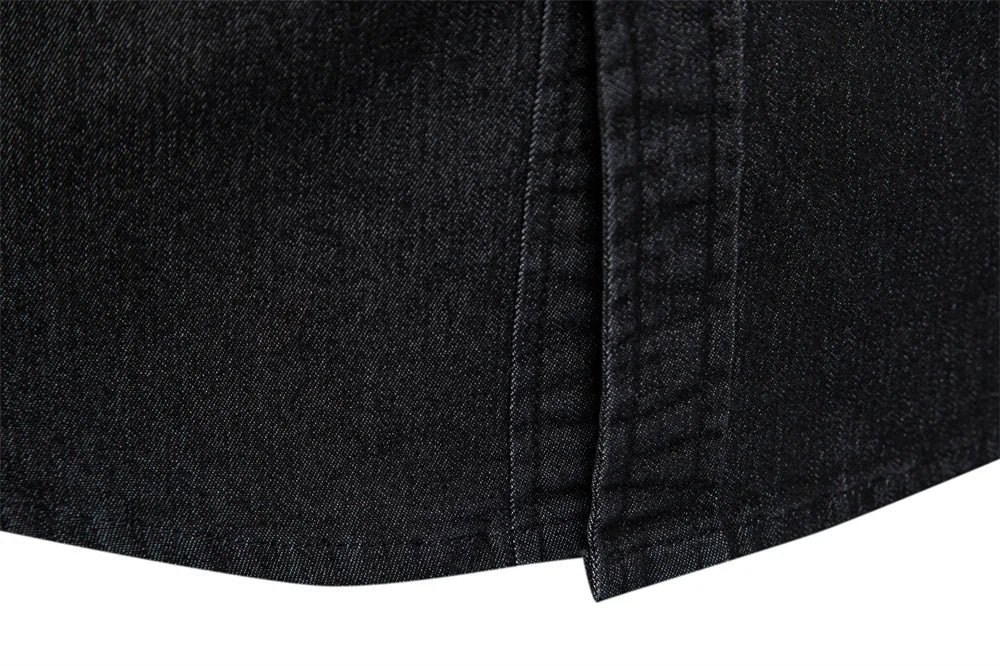 Elastic Cotton Denim Shirt – Long Sleeve, High-Quality Cowboy Shirt for Men, Casual Slim Fit, Designer Menswear