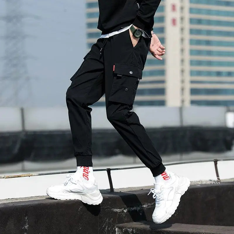 Trendy Solid Color Cargo Pants – Multi Flap Pockets, Loose Fit, Casual Outdoor and Workwear, Oversized Style