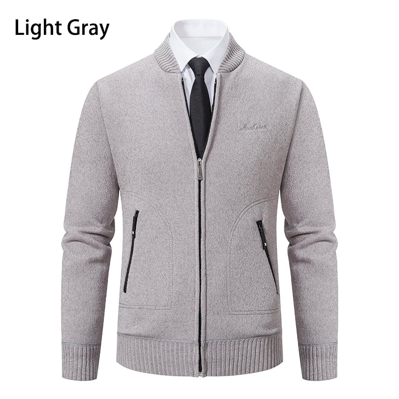 Knitwear Men's Stand-up Collar Thick Warm Cardigan Sweater – Loose Fit, Casual Winter Coat
