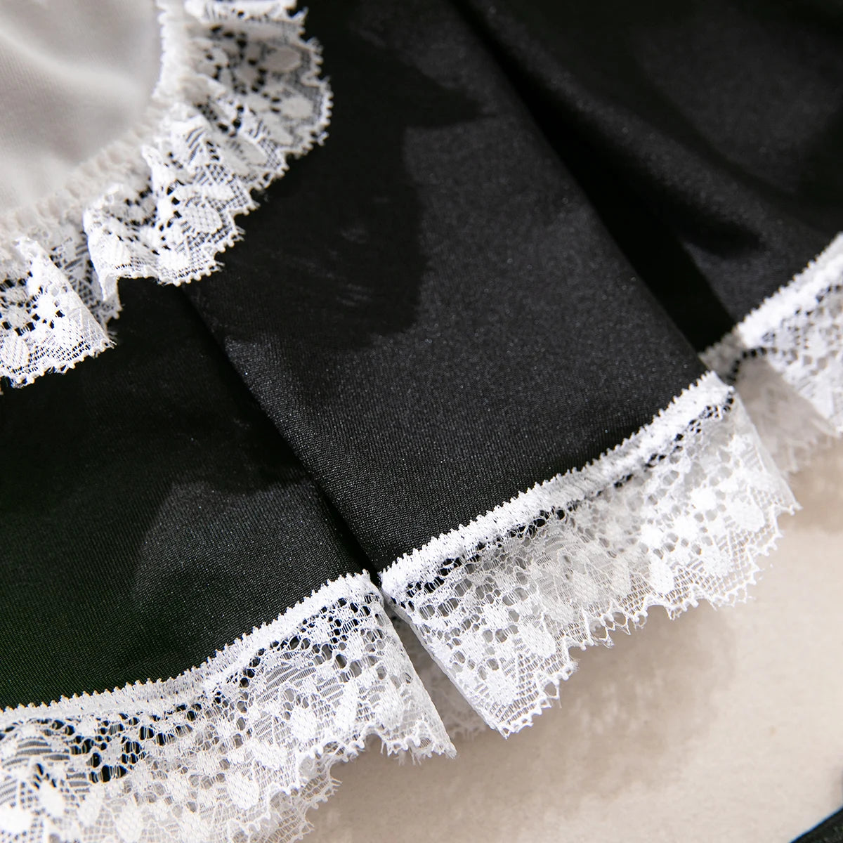 Maid Cosplay Lingerie Set – 5-Piece Sexy Lace Apron Uniform with Bow & Bandage Details