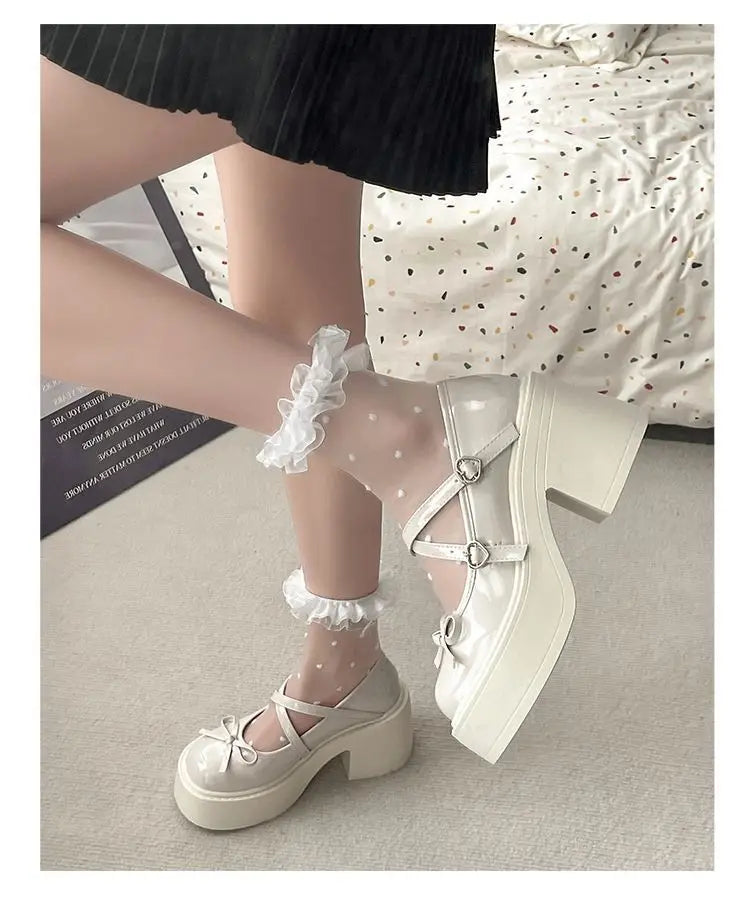 Lolita Mary Jane Shoes – Japanese Style, Vintage, Shallow High Heels, Chunky Platform, Cosplay Sandals