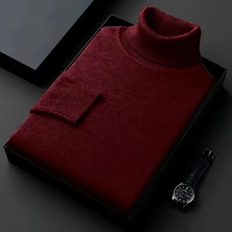 Sweatwear Men's Anti-Pilling High-Quality Knitted Turtleneck Sweater – Slim Fit, Long Sleeve Pullover, Solid Color, Trendy Men’s Clothing