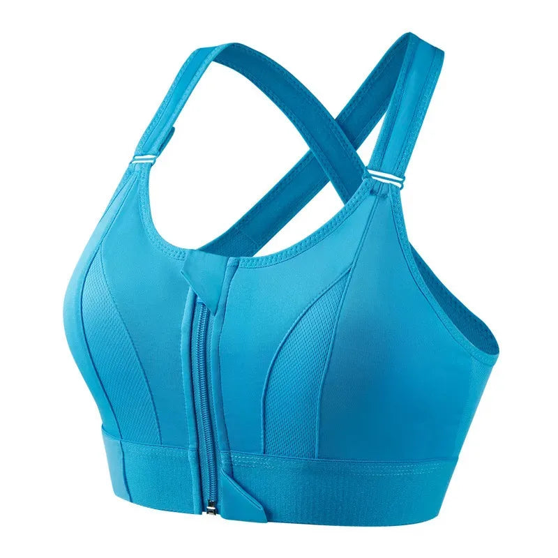Sports Bra for Women – Front Zipper, Adjustable Straps, Shockproof, Elastic, Slim Fit