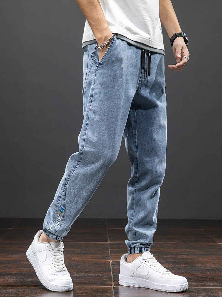 Cargo Jeans Men – Streetwear Denim Jogger Pants, Baggy Harem Style, Plus Size, Ideal for Spring and Summer