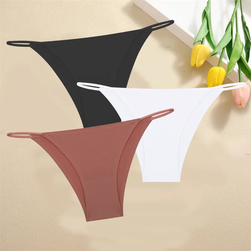 3PCS Seamless Panties – Women Low Waist Briefs, Sexy Stretch Bikini Underwear, Ladies Comfortable Stretch G-string T-back