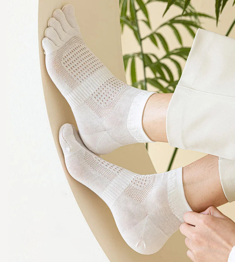 Men's Ultra-Thin Breathable Mesh Socks – Sports Five Finger, Ankle, Sweat-Absorbing, Split Toe, Summer Short Socks