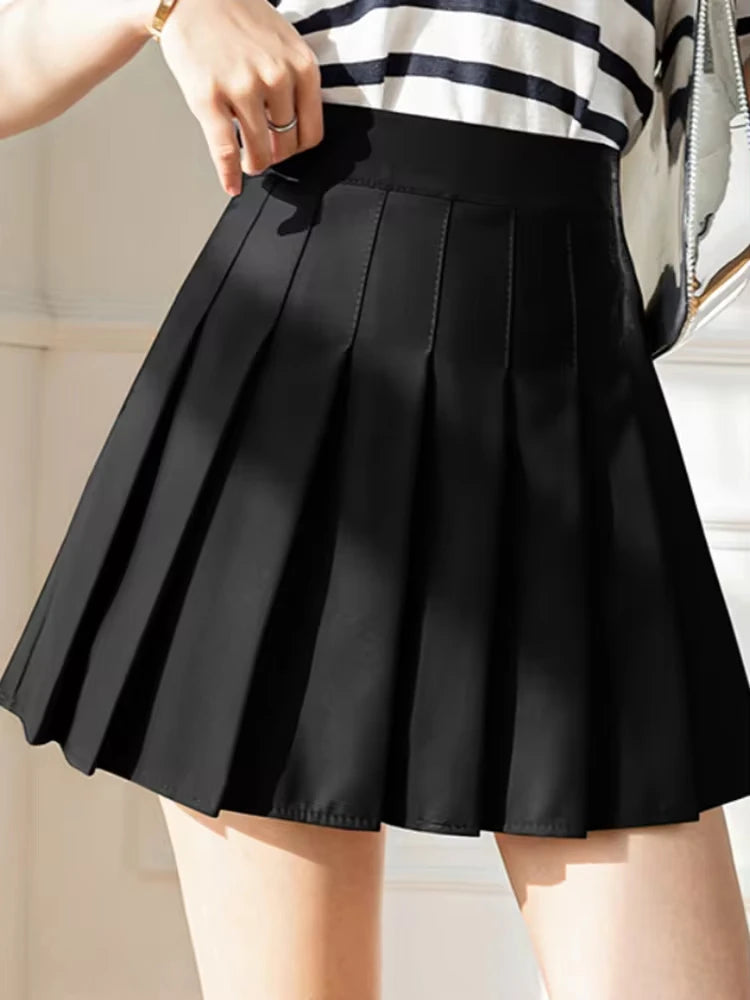 Women's Pleated Mini Skirt – High Waist, Zipper, Summer, JK Dancing Style, Fashion Student A-Line