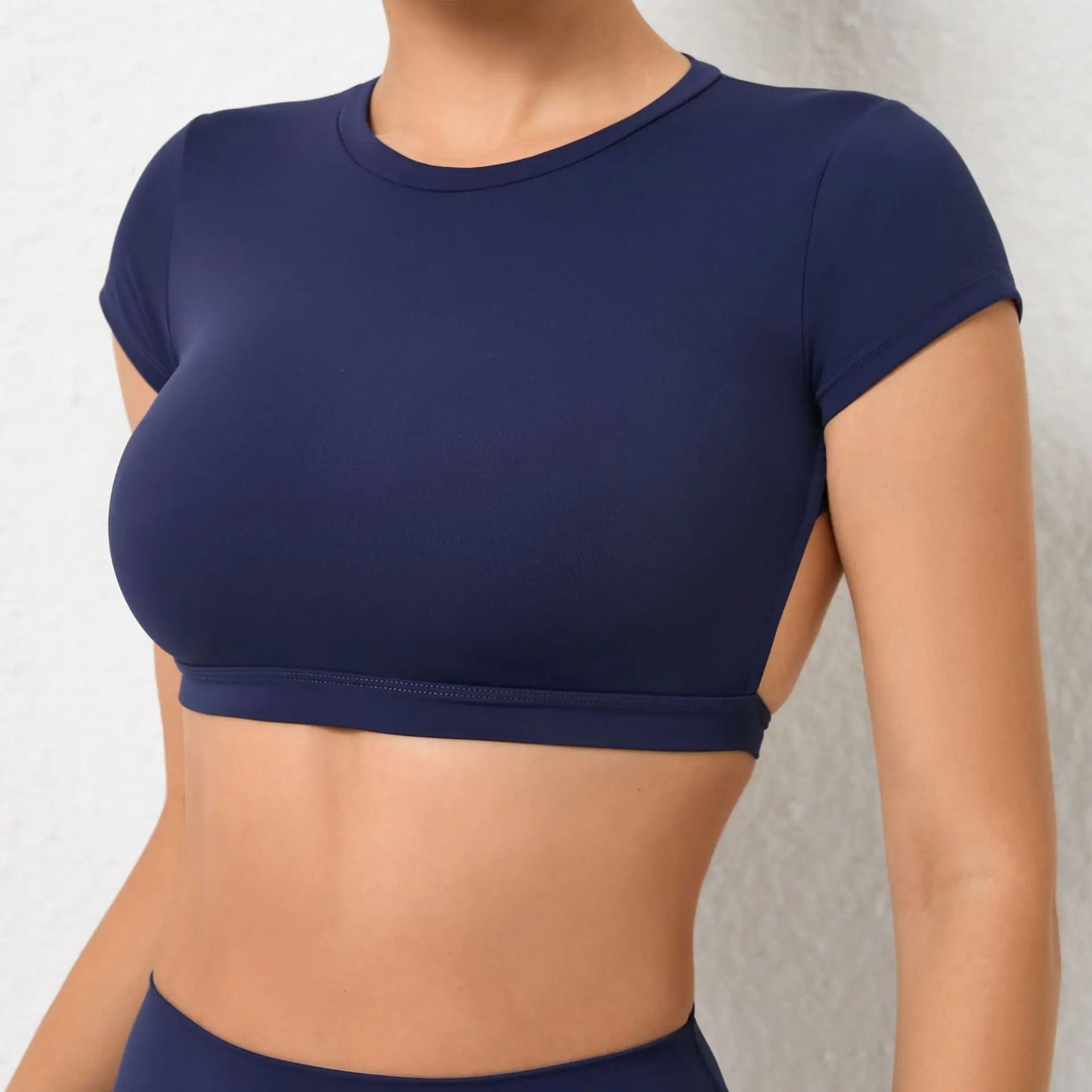 Breathable Backless Sports Crop Top – Women's Fitness & Yoga Workout Shirt