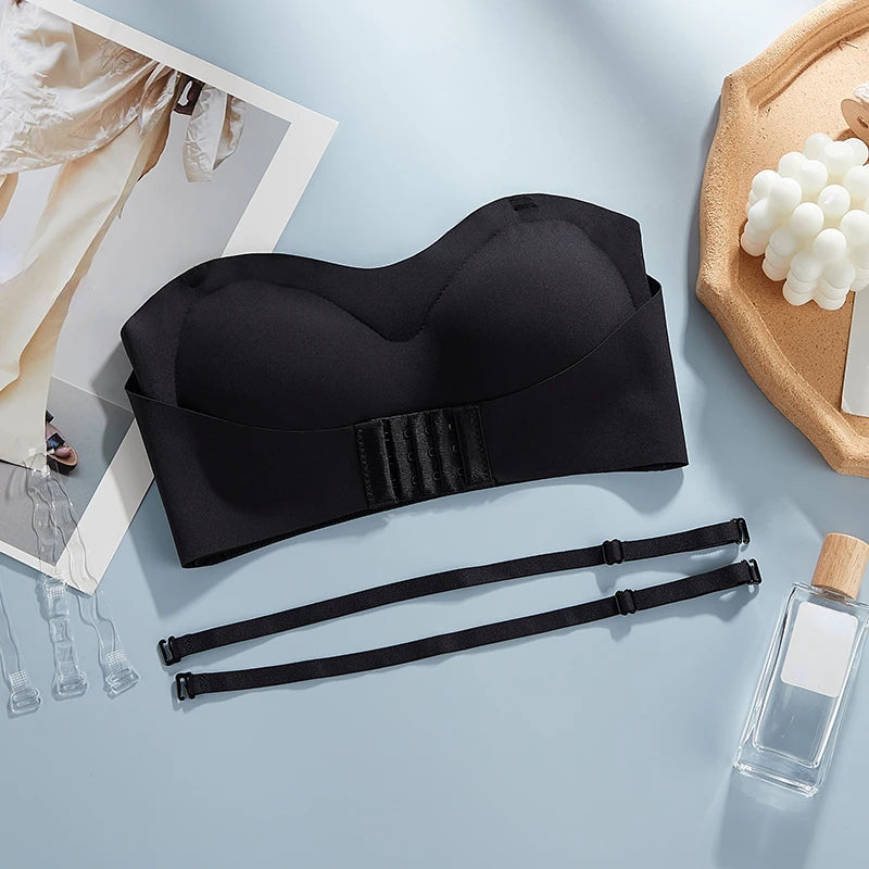 Women's Strapless Seamless Bra – Tube Top, Breathable, Wireless, Push-Up, Wedding Brassiere, Sexy Invisible Lingerie