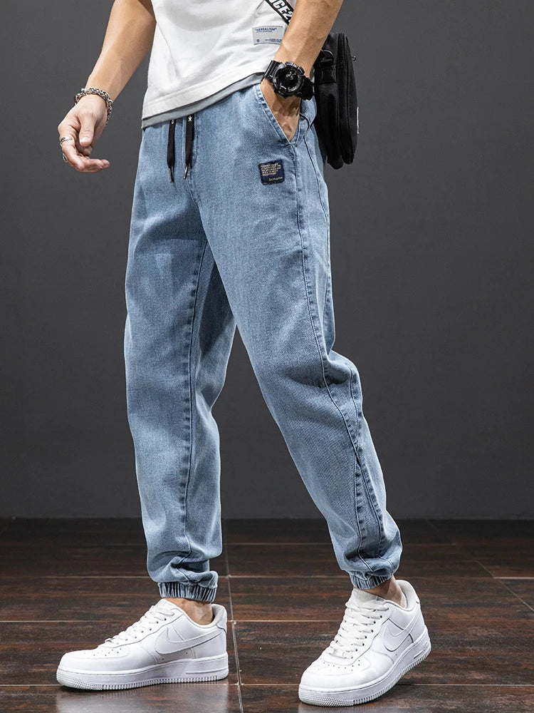 Cargo Jeans Men – Streetwear Denim Jogger Pants, Baggy Harem Style, Plus Size, Ideal for Spring and Summer