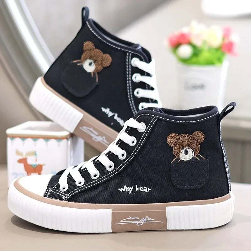 Cute Canvas Shoes Women – Breathable Sneakers, Sport Brand, Casual Vulcanized High Top Flats