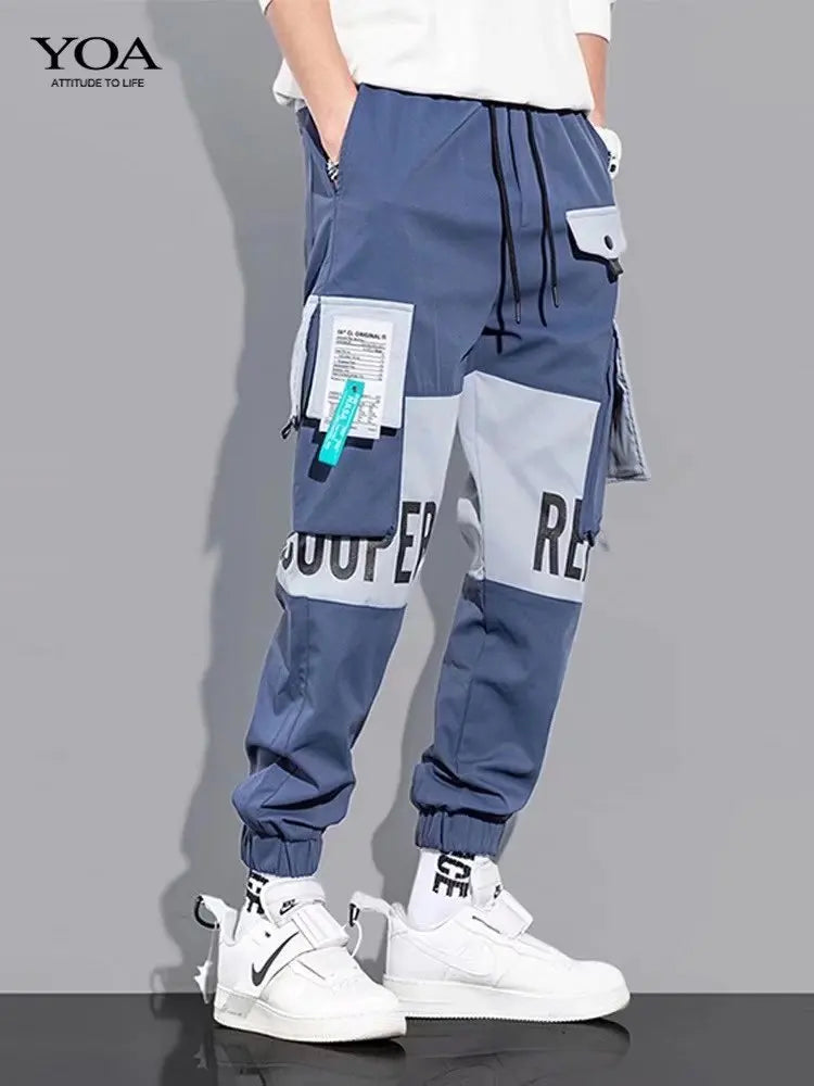 Classic Design Multi Flap Pockets Cargo Pants – Men's Loose Fit, Drawstring Harem, Oversized Jogger Pants for Men and Women