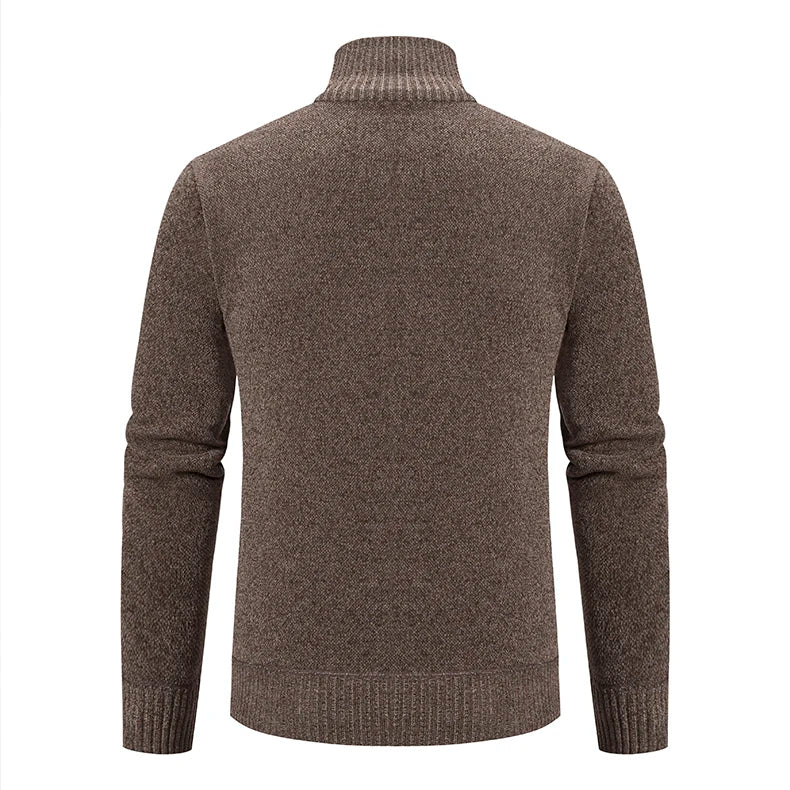 Knitwear Men's Stand-up Collar Thick Warm Cardigan Sweater – Loose Fit, Casual Winter Coat