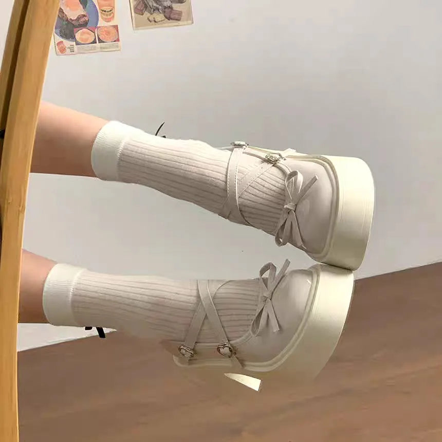 Lolita Mary Jane Shoes – Japanese Style, Vintage, Shallow High Heels, Chunky Platform, Cosplay Sandals
