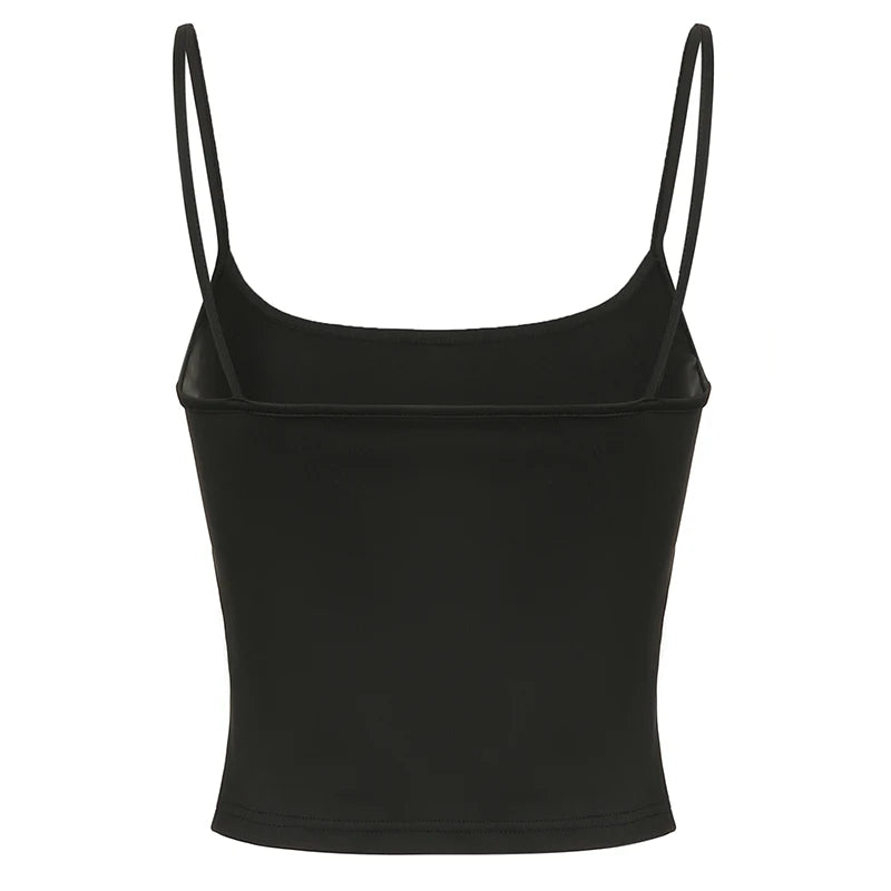 Basic Solid Camis – Summer, Casual, Sleeveless, Spaghetti Straps, Women’s Harajuku Style, All-Match, Cropped, Y2K Vintage Clothing