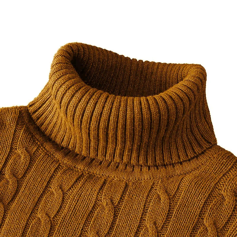 Men's Long Sleeve Knitted Sweaters – Slim Fit Turtleneck, Casual Pullover, Lightweight Ribbed Sweater