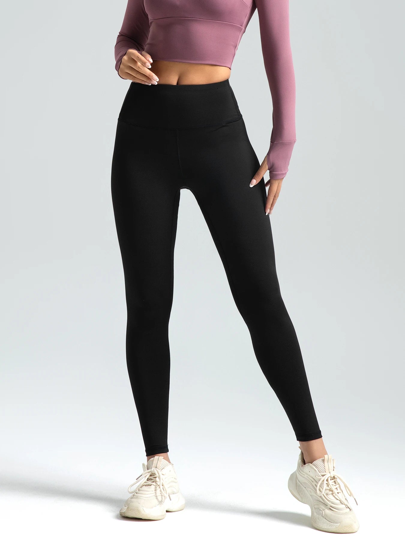 Women's Solid High Waist Sports Leggings – Breathable, Comfortable, Quick Dry, Skinny Fit, Yoga, Running, Sportswear