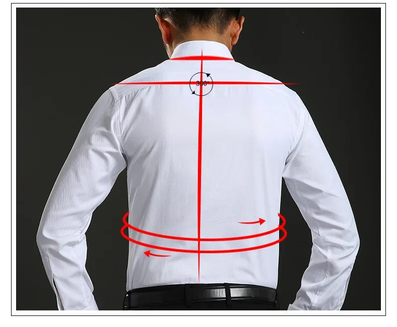 Men's French Cuff Formal Shirt – New White Long-Sleeved Business Button Shirt, Regular Fit With Cuff Buttons