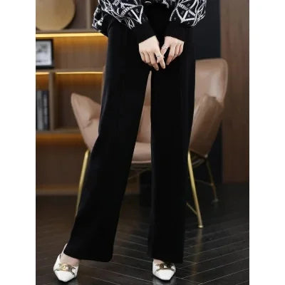 High-Waisted Wool Cloud Pants – Loose Fit, Casual, Straight Leg, Outerwear, Autumn/Winter, New Arrival