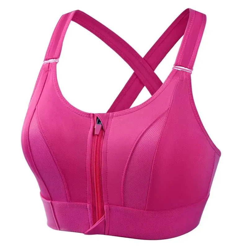 Sports Bra for Women – Front Zipper, Adjustable Straps, Shockproof, Elastic, Slim Fit