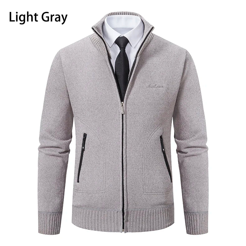 Knitwear Men's Stand-up Collar Thick Warm Cardigan Sweater – Loose Fit, Casual Winter Coat