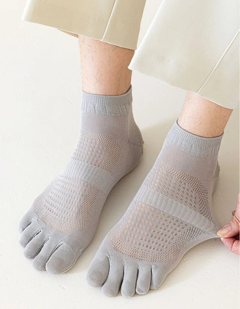 Men's Ultra-Thin Breathable Mesh Socks – Sports Five Finger, Ankle, Sweat-Absorbing, Split Toe, Summer Short Socks