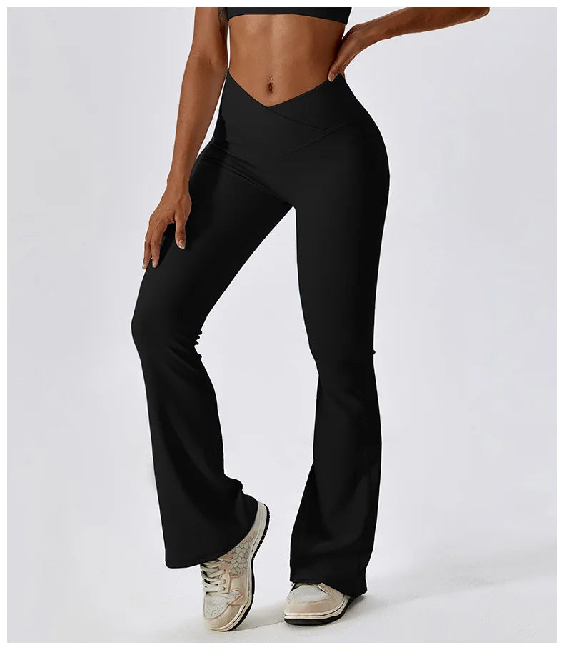 Flare Leggings Yoga Pants – High Waist, Wide Leg, Gym Workout, Fitness, Sports, Flared Design, Latin Dance Trousers