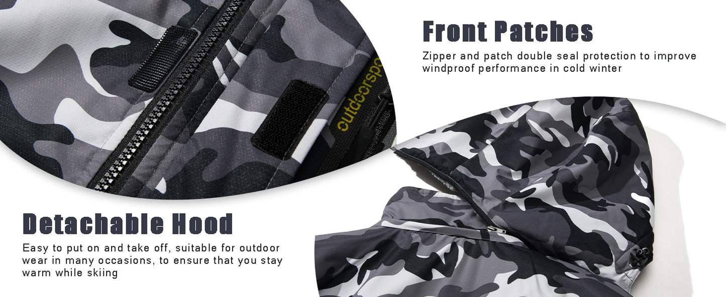 Fleece Lining Mountain Jackets – Men's Hiking Jackets, Outdoor Removable Hooded Coats, Ski Snowboard Parka, Winter Outwear