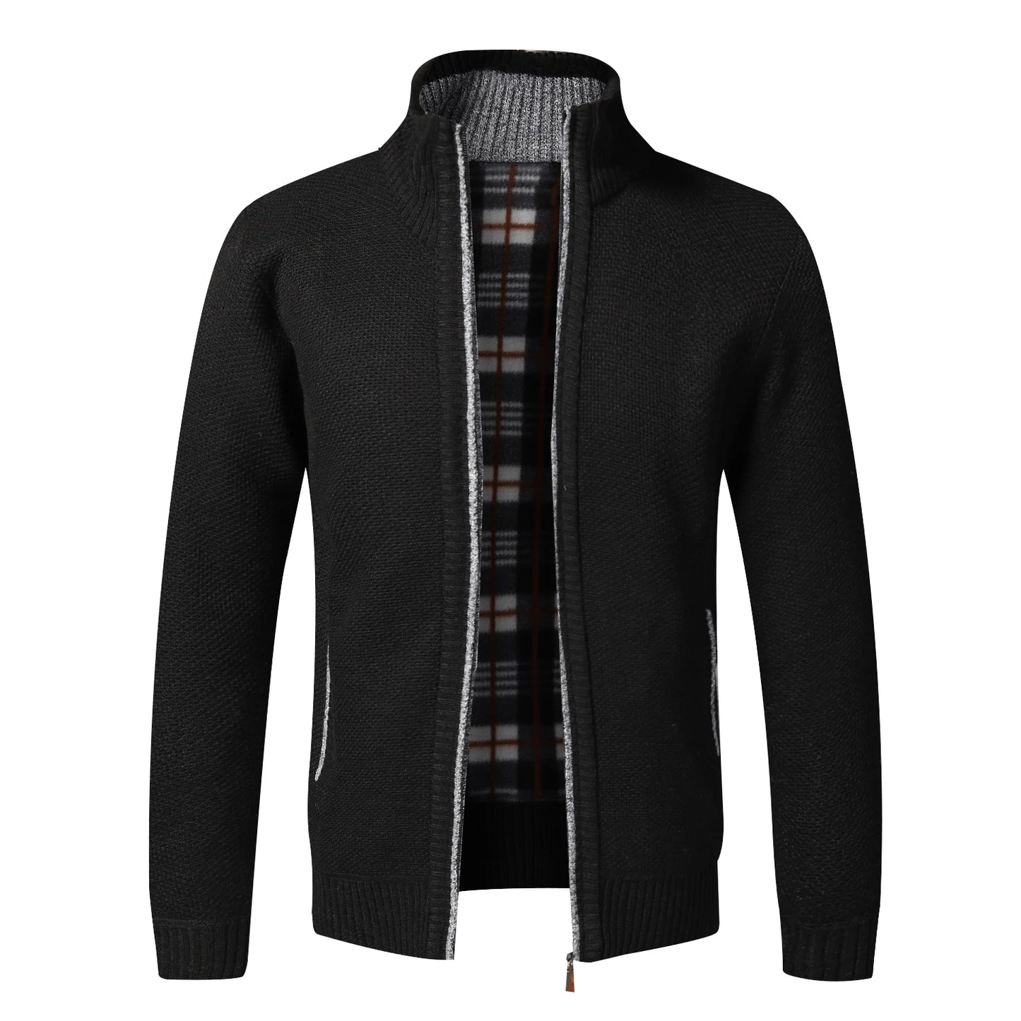 Warm Cardigan – Men's Fleece Sweater With Full Zip, Slim Fit, And Luxury Brand Knitted Design, Perfect For Cold Weather