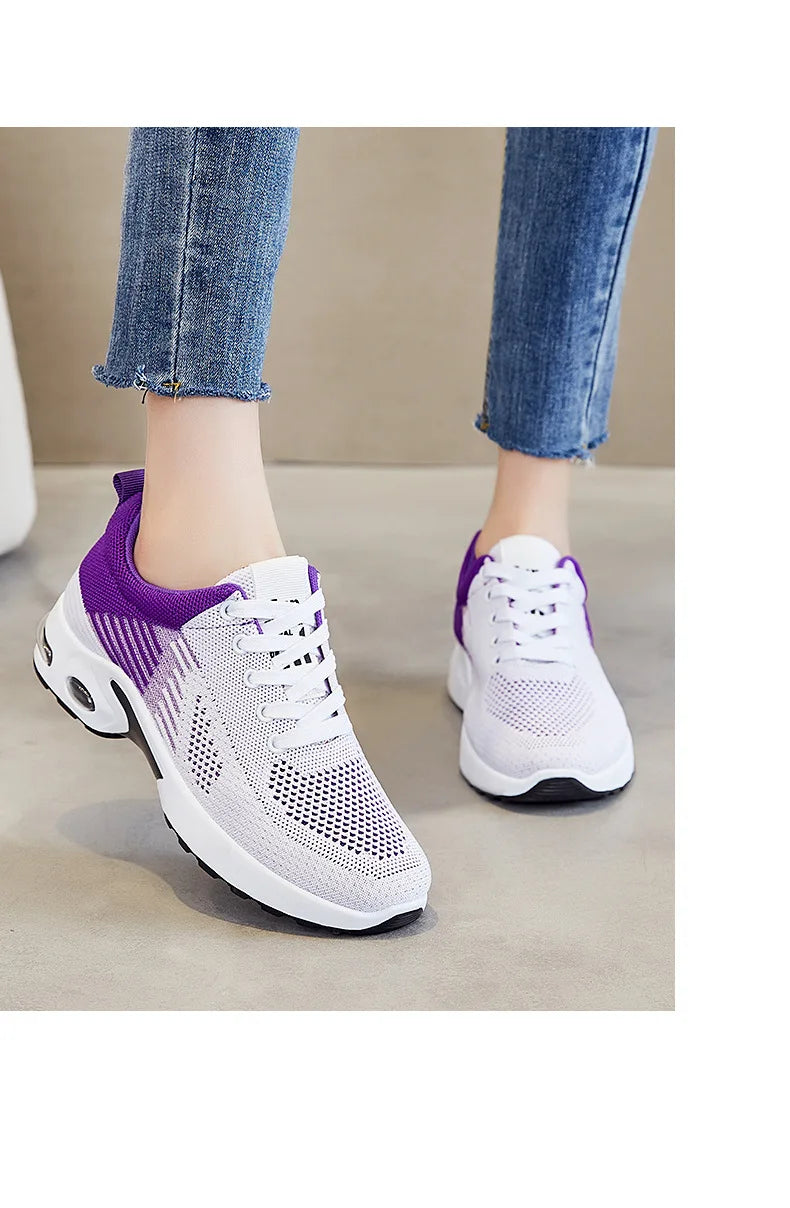 Breathable Sneakers - Summer Light Mesh Air Cushion Sports Shoes for Women, Outdoor Lace-Up Training Shoes, New Running Shoes for Ladies