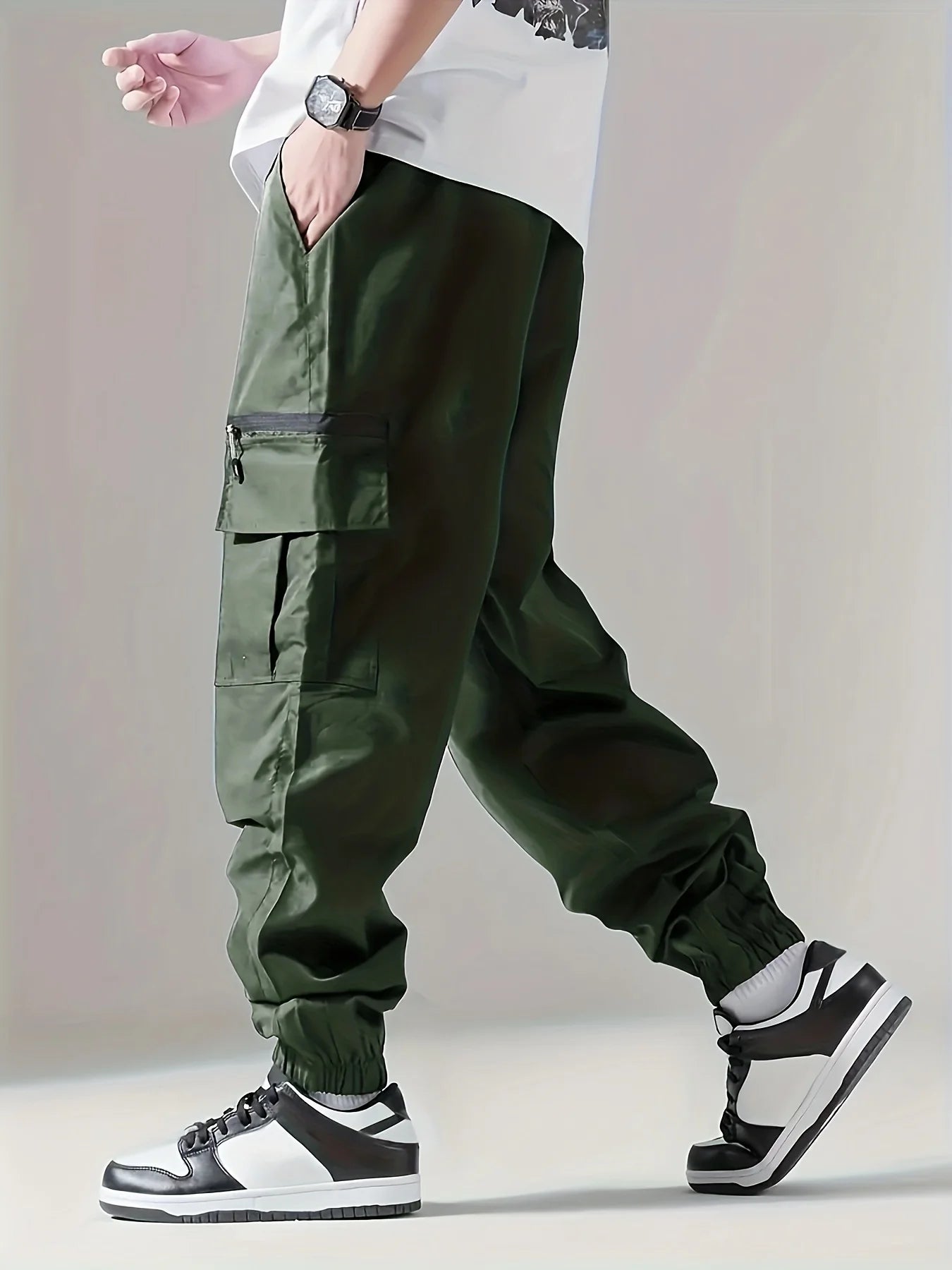 Men's Cargo Pants – Thin, Comfortable and Breathable, Outdoor Casual Wear, Suitable for Running and Cycling, Multi-Pocket Style