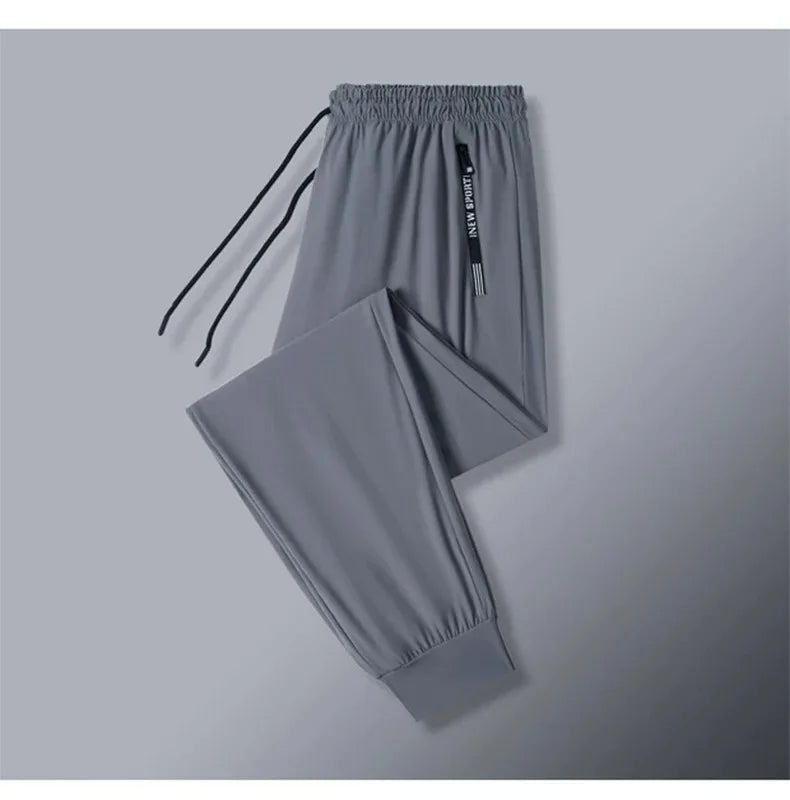 Ice Silk Pants for Men – Summer Thin Style, Sports Quick-Dry, Straight Leg, Draping Wide Leg Casual Long Pants