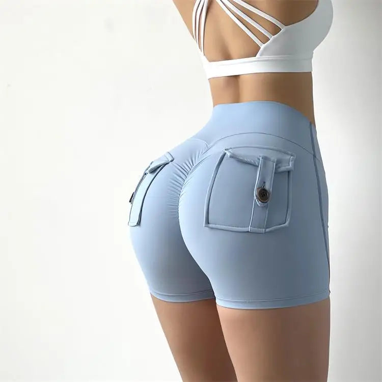 Women Sport Shorts – Pocket Design, Gym Wear, Sexy High Waist, Workout, Push Up, Booty Scrunch, Biker Shorts, Fitness, Cycling Tights
