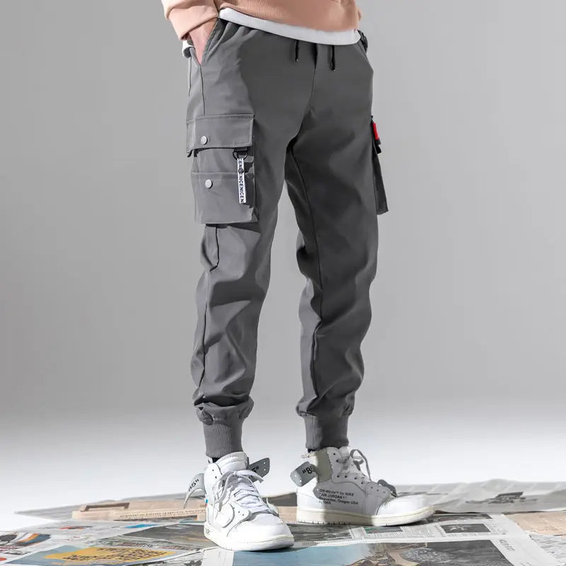 Trendy Solid Color Cargo Pants – Multi Flap Pockets, Loose Fit, Casual Outdoor and Workwear, Oversized Style