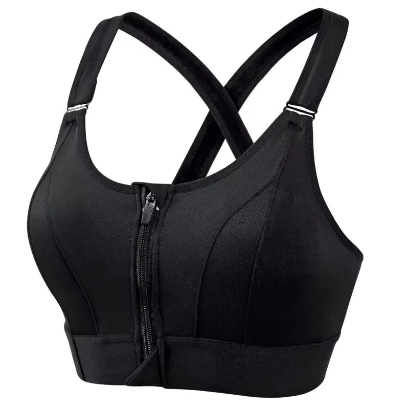 Sports Bra for Women – Front Zipper, Adjustable Straps, Shockproof, Elastic, Slim Fit