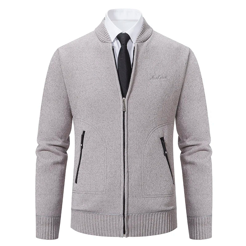 Knitwear Men's Stand-up Collar Thick Warm Cardigan Sweater – Loose Fit, Casual Winter Coat